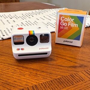 Polaroid White Instant Camera with Rainbow Accent